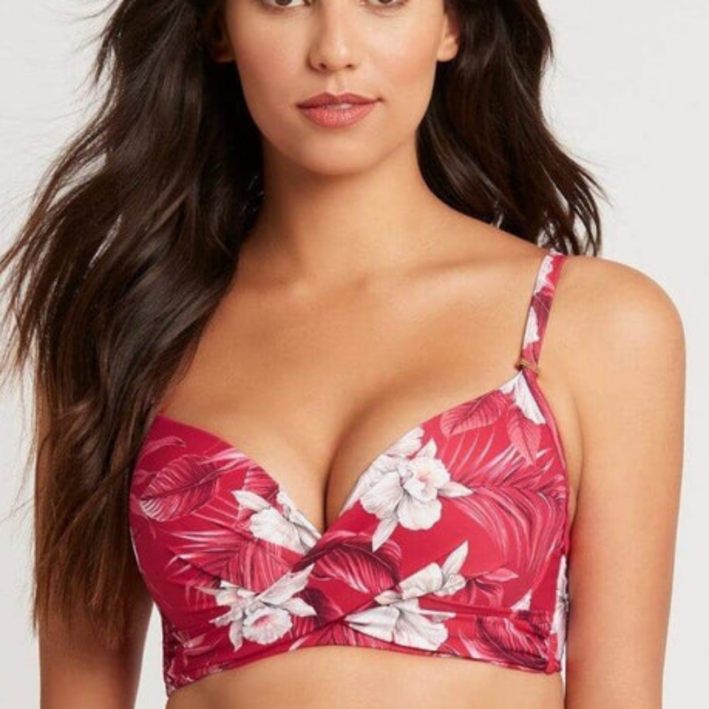 Sea Level Tropicale Cross Front Moulded Underwire D-DD Cup Bikini Top NWT Sz 10